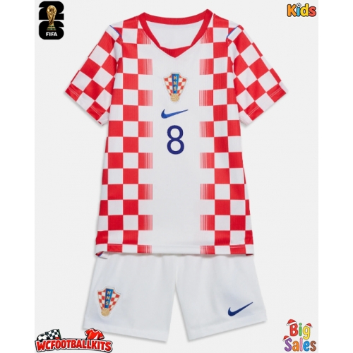 Croatia Mateo Kovacic #8 Replica Home Stadium Kit for Kids World Cup 2026 Short Sleeve (+ pants)